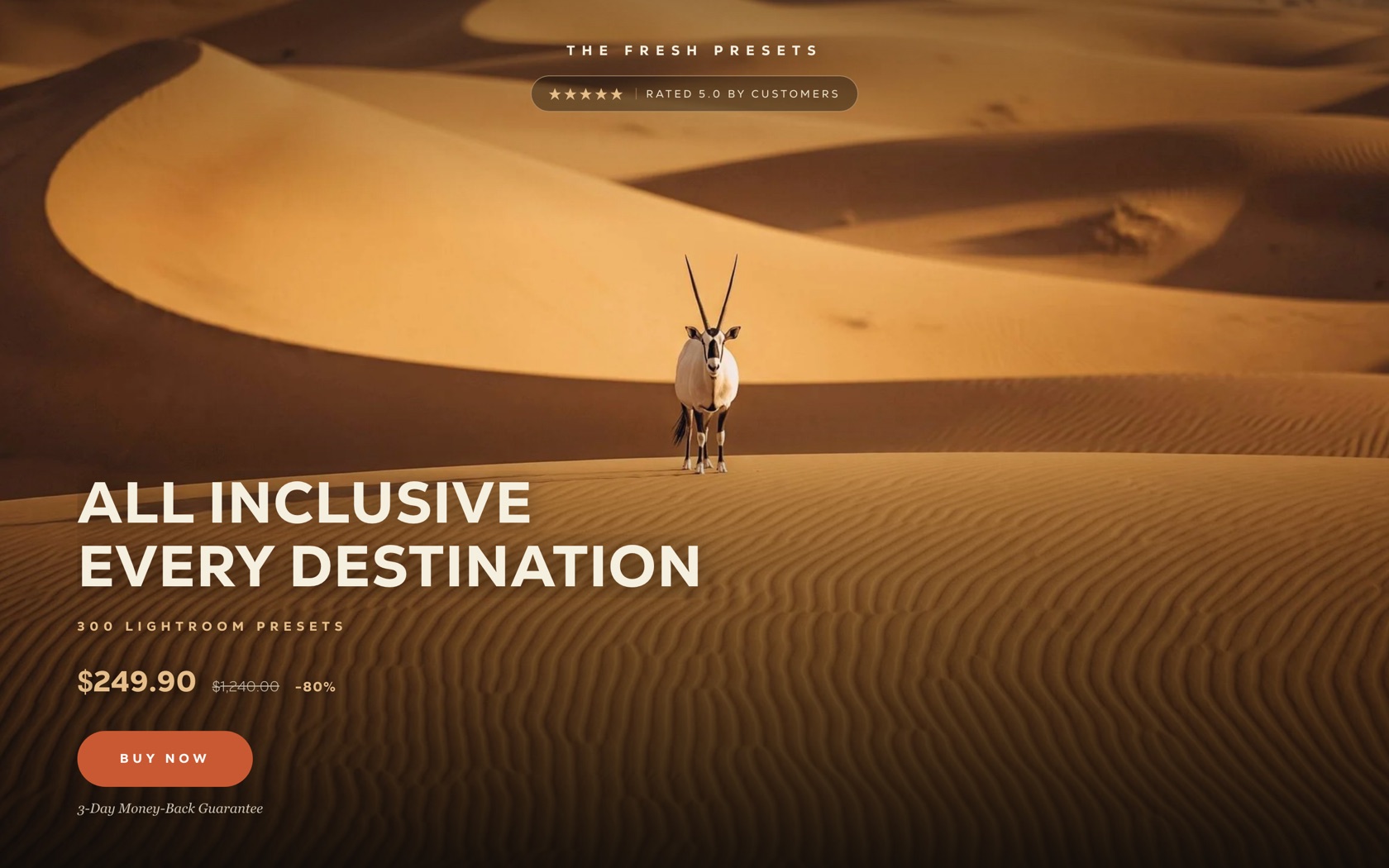 Full-screen cinematic hero of the live landing page